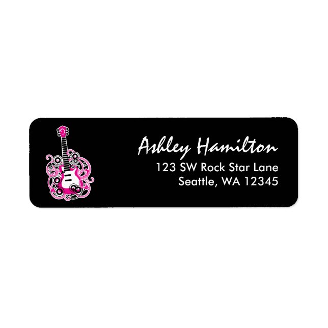 Hot Pink and Black Guitar Rock Star (Front)