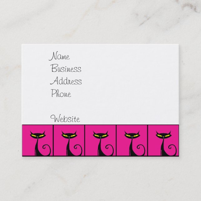 Hot Pink and Black Kitty Cats Collage Business Card (Front)