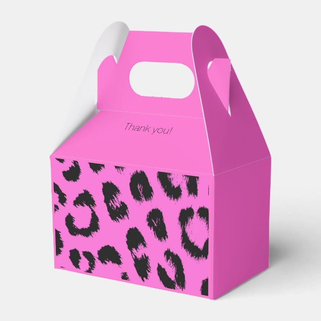 Hot Pink and Black Leopard Print Favor Box (Front Side)