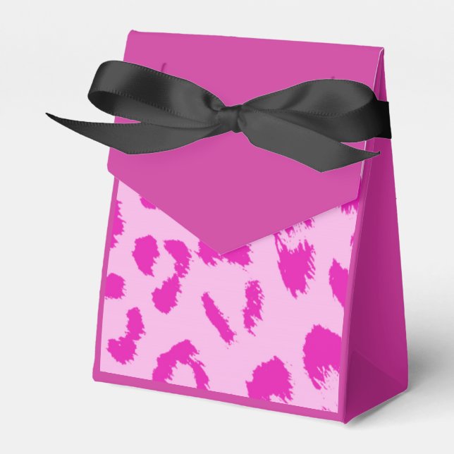 Hot Pink and Black Leopard Print Favor Box (Front Side)
