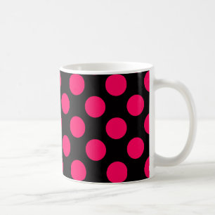 Hot Pink and Black Polka Dots Pattern Coffee Mug