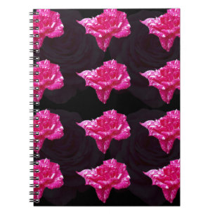 Hot Pink And Black Rose Pattern, Notebook