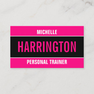 Hot Pink and Black Simple Modern Personal Trainer Business Card