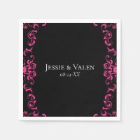 Hot Pink and Black Swirl Gothic Wedding