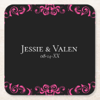 Hot Pink and Black Swirl Gothic Wedding