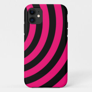 Hot Pink and Black Swirly Stipes iPhone 11 Case