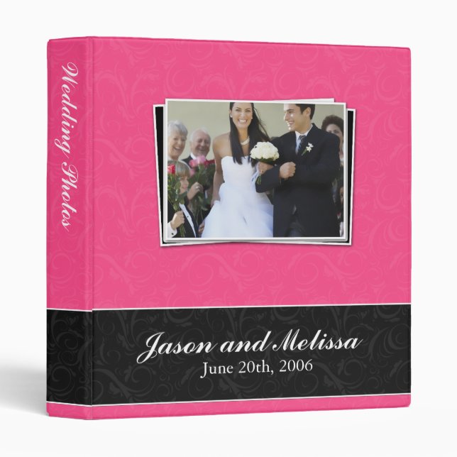 Hot Pink and Black Wedding Binder (Front/Spine)