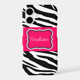 Hot Pink and Black Zebra Animal Print Personalized