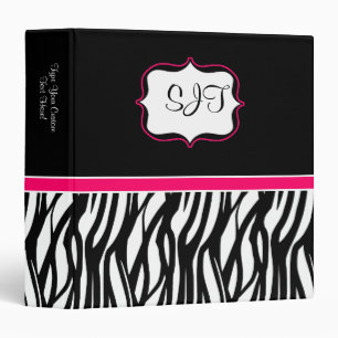 Hot Pink and Black Zebra Binder