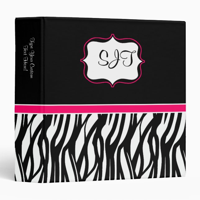 Hot Pink and Black Zebra Binder (Front/Spine)