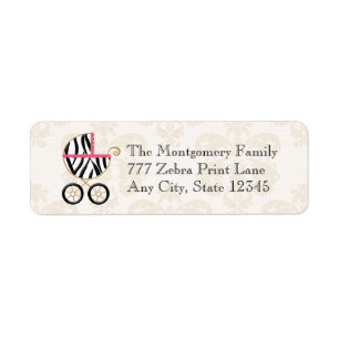 Hot Pink and Black Zebra Print Baby Carriage