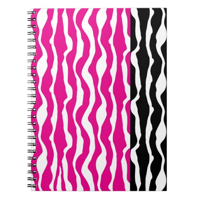 Hot Pink and Black Zebra Print Spiral Notebook (Front)