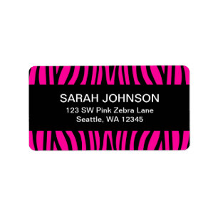 Hot Pink and Black Zebra Return Address Label