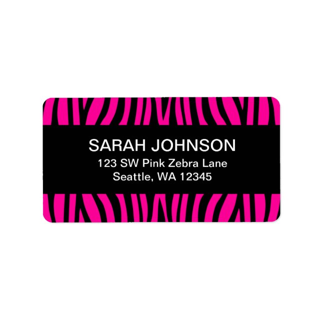 Hot Pink and Black Zebra Return Address Label (Front)