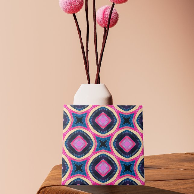 Hot Pink and Blue Abstract Geometric Pattern Tile (Creator Uploaded)