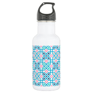 Hot pink and blue geometric pattern 532 ml water bottle