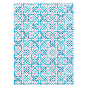 Hot pink and blue geometric pattern tablecloth