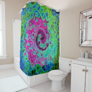 Hot Pink and Blue Groovy Abstract Retro Swirl