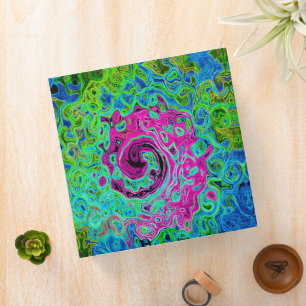 Hot Pink and Blue Groovy Abstract Retro Swirl Binder