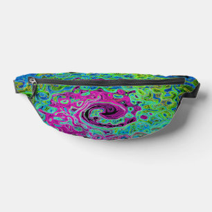 Hot Pink and Blue Groovy Abstract Retro Swirl Fanny Pack