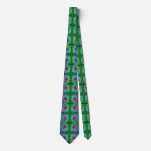 Hot Pink and Blue Groovy Abstract Retro Swirl Tie