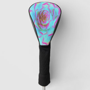 Hot Pink and Blue Succulent Sedum Rosette Golf Head Cover
