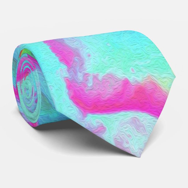 Hot Pink and Blue Succulent Sedum Rosette Tie (Rolled)