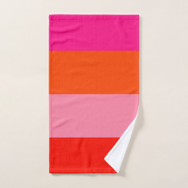 Hot Pink and Bright Orange Stripes  Bath Towel Set (Hand Towel)