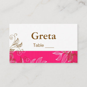 Hot Pink and Brown Floral Table Place Cards