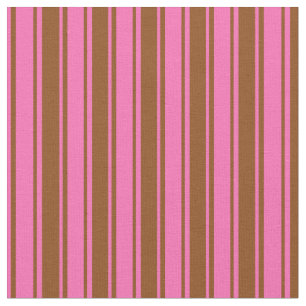 Hot Pink and Brown Lines Pattern Fabric