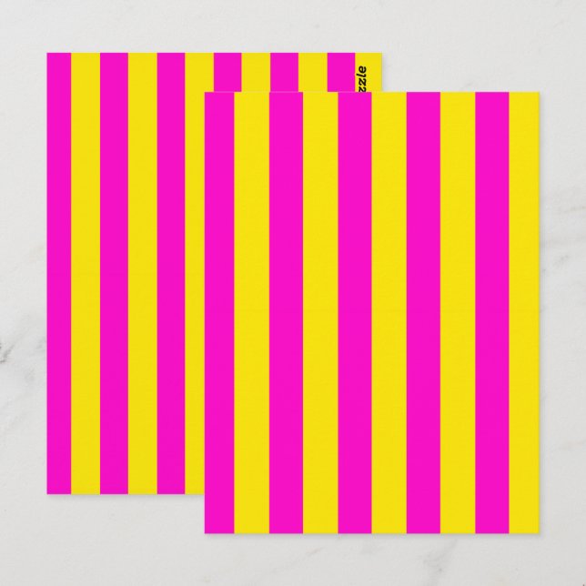 Hot Pink And Canary Yellow Stripes  Postcard (Front/Back)