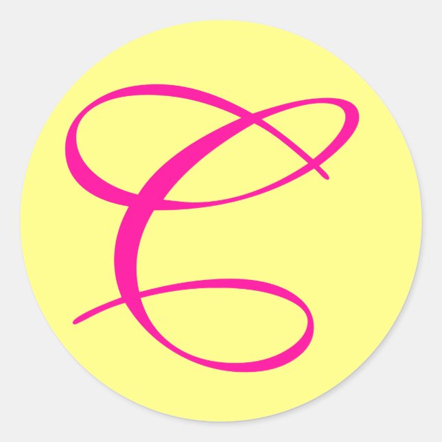 HOT PINK AND CREAM C STICKER SEAL (Front)