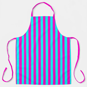 Hot Pink And Cyan Blue Green Turquoise Stripes Apron