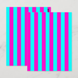 Hot Pink And Cyan Blue Green Turquoise Stripes Postcard