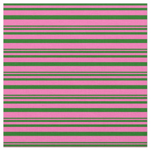 Hot Pink and Dark Green Coloured Lines Pattern Fabric