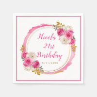 Hot Pink and Gold Elegant Flowers Birthday Party