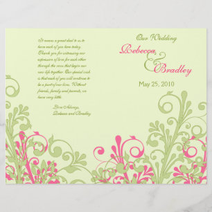 Hot Pink and Green Abstract Floral Wedding Program