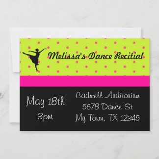 Hot Pink and Green Dance Recital Invitation