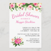 Hot Pink and Green Flowers Bridal Shower