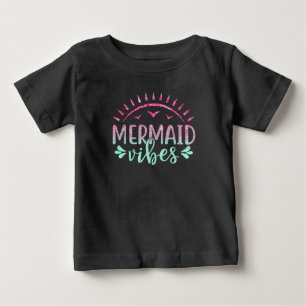 Hot Pink and Green Glitter Mermaid Vibes   Baby T-Shirt