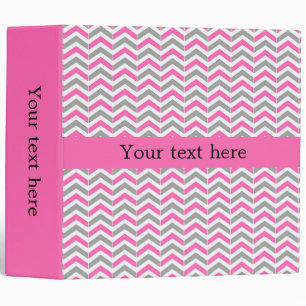 Hot Pink and Grey Chevron Pattern Binder