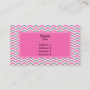 Hot Pink and Grey Chevron Pattern Business Card