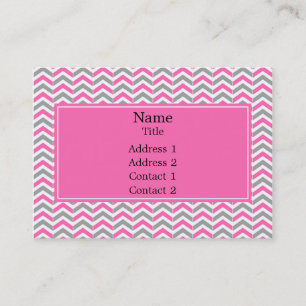 Hot Pink and Grey Chevron Pattern Business Card