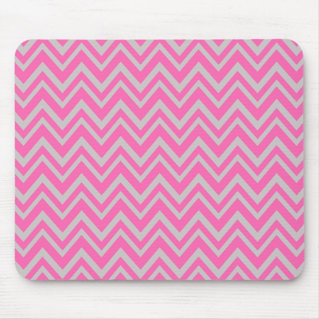 Hot Pink and Grey Zigzag Pattern Mouse Pad (Front)