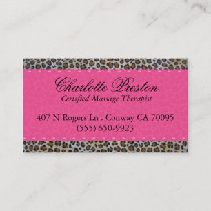 Hot pink and leopard business card