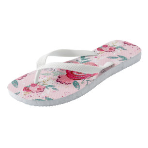 Hot Pink and Light Pink Glitter Rose   Flip Flops