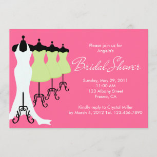 Hot Pink and Lime Dresses Bridal Shower Invitation