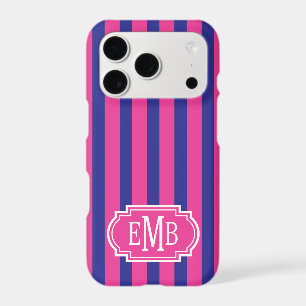 Hot Pink and Navy Blue Monogrammed Stripes