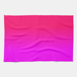Hot Pink and Neon Pink Ombre Shade Colour Fade Kitchen Towel