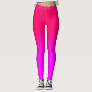 Hot Pink and Neon Pink Ombre Shade Colour Fade Leggings